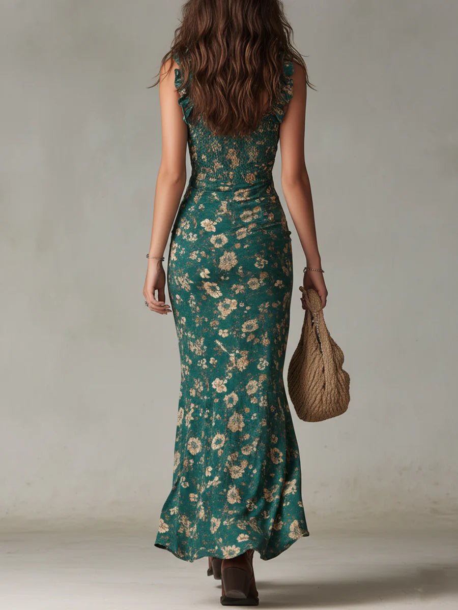 Florence | Robe Maxi Bohème Imprimée Verte