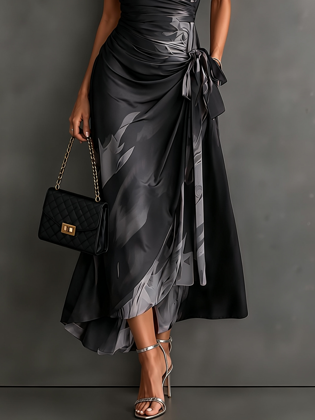 Victorine | Robe Portefeuille Imprimée Rouge et Noir