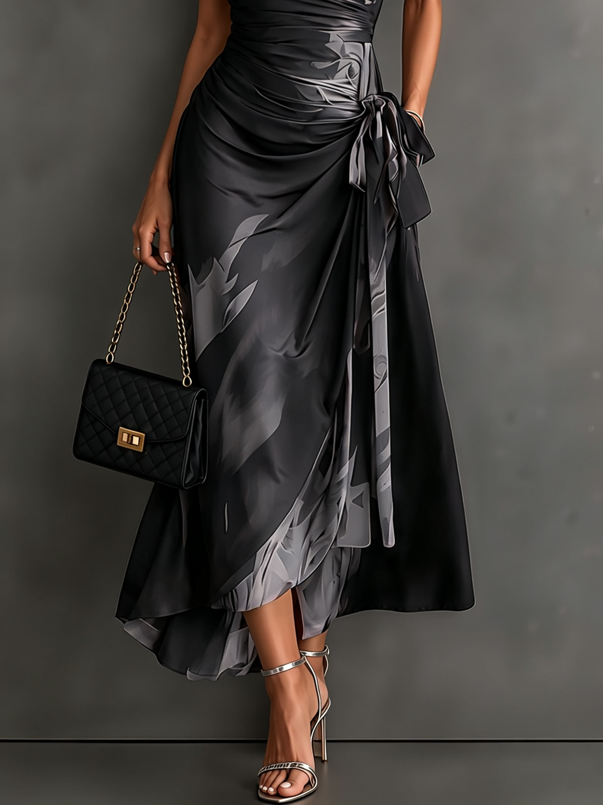 Victorine | Robe Portefeuille Imprimée Rouge et Noir