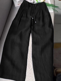 Camille | Pantalon large en coton et lin mélangés