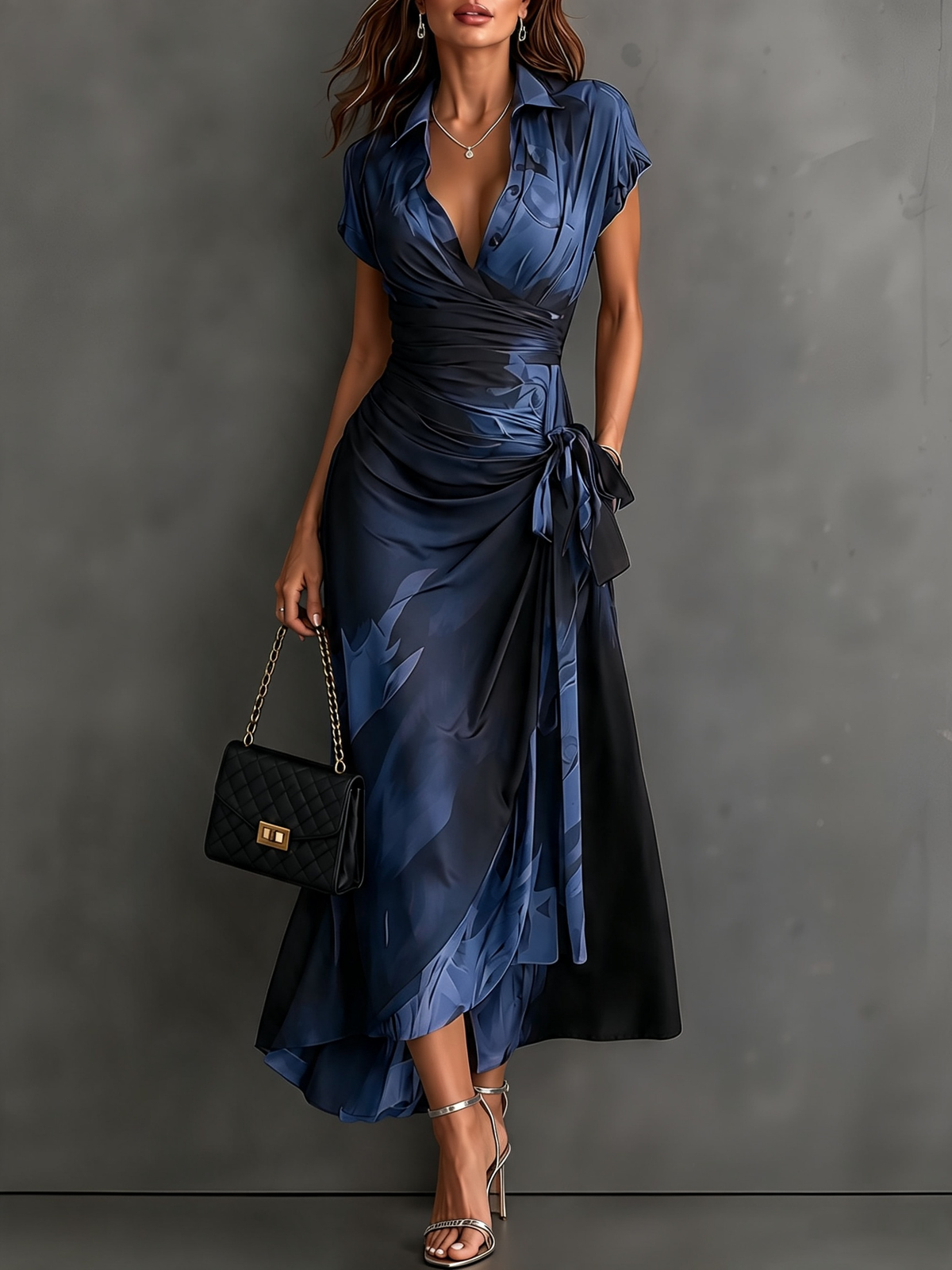 Victorine | Robe Portefeuille Imprimée Rouge et Noir