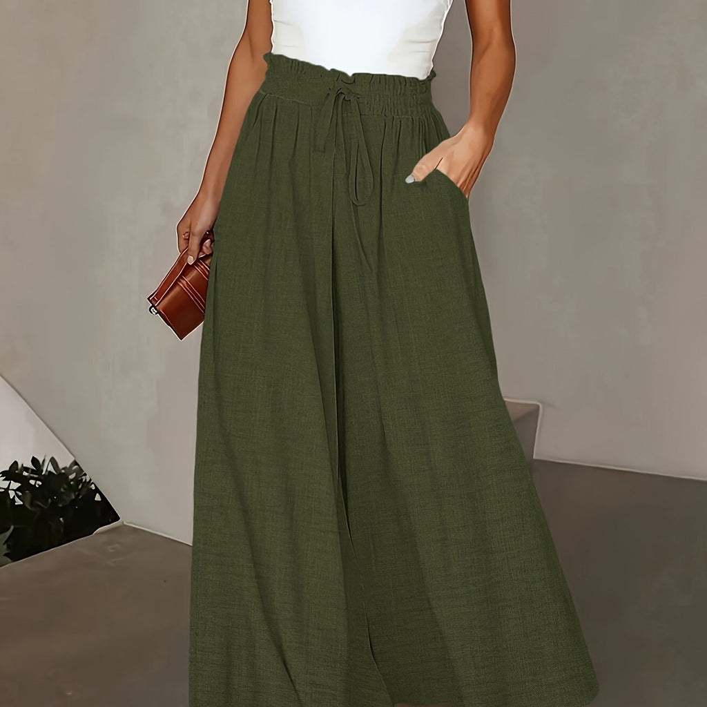 Brigitte | Pantalon Large Fluide à Taille Ajustable