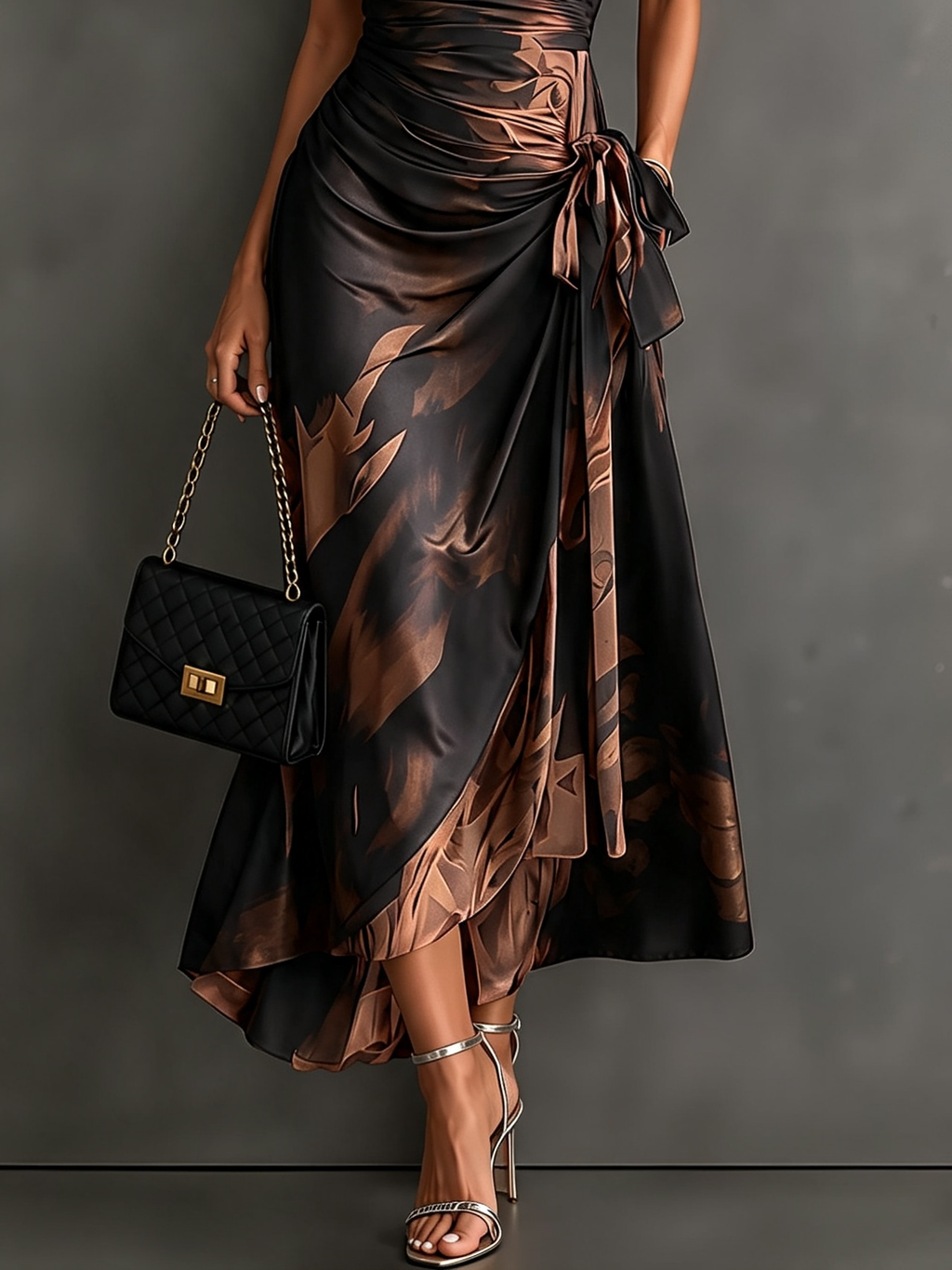 Victorine | Robe Portefeuille Imprimée Rouge et Noir