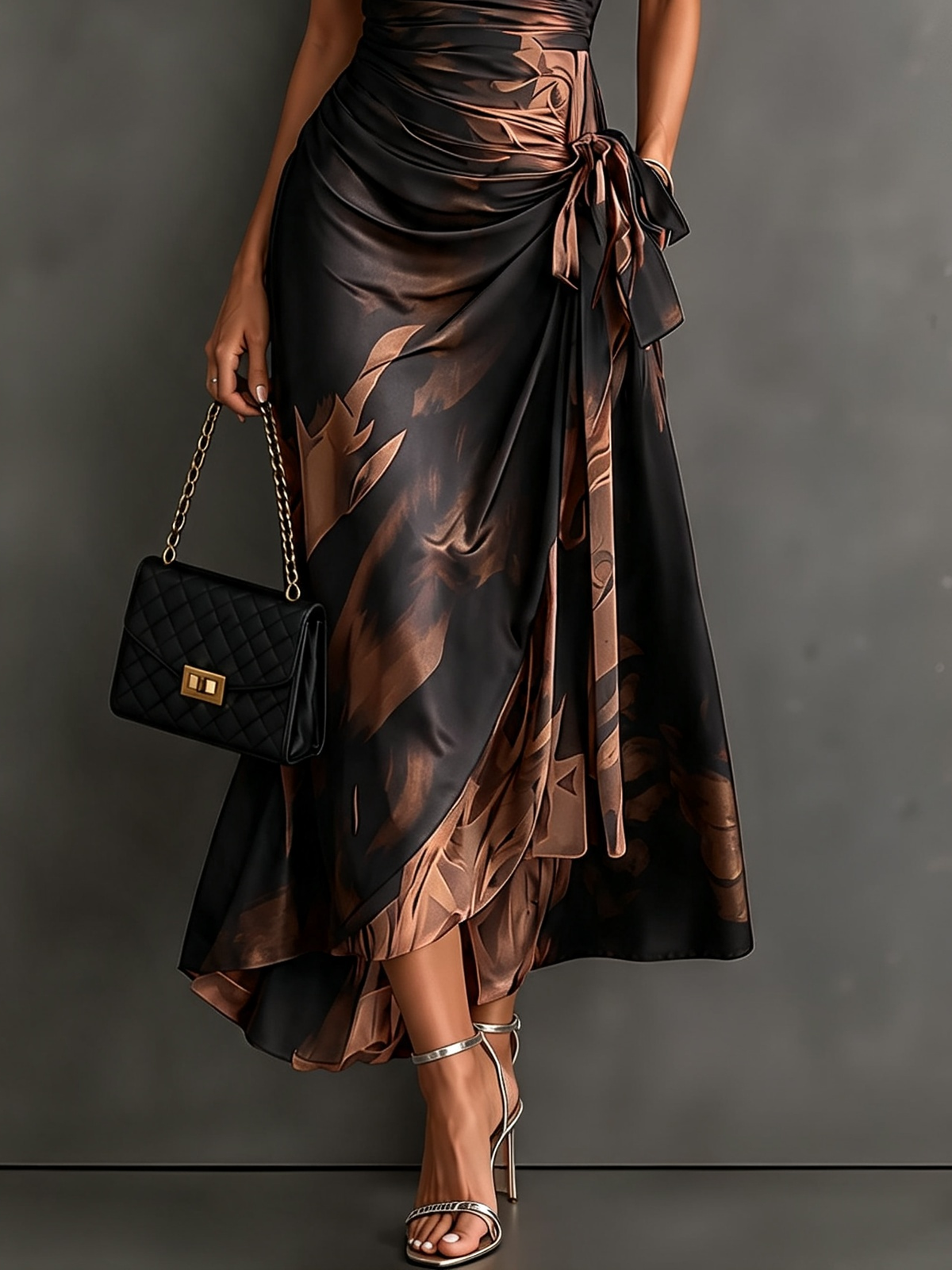 Victorine | Robe Portefeuille Imprimée Rouge et Noir