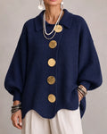 Elara | Cardigan Oversize en Maille à Boutons Dorés