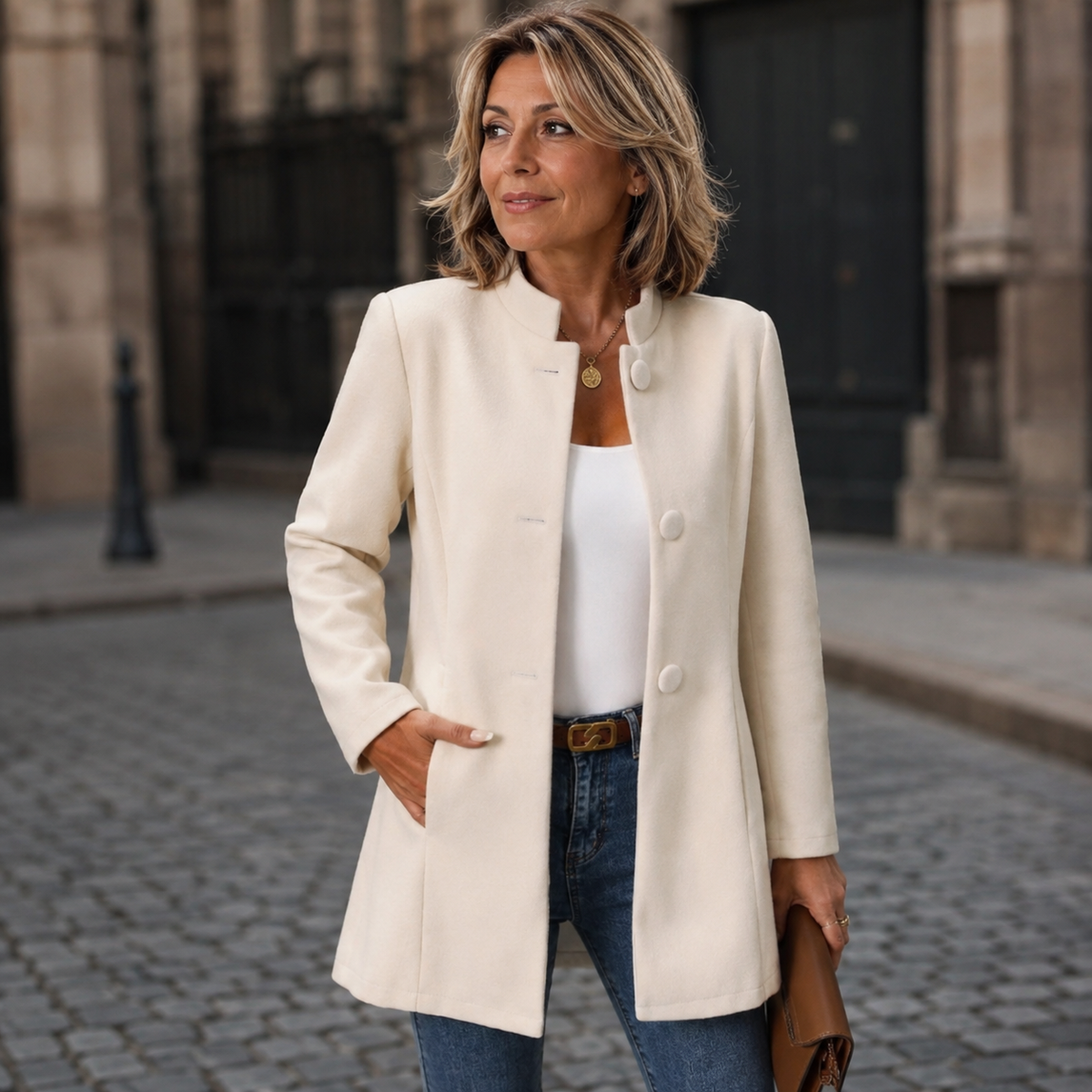 Roxane | Blazer Long à Coupe Structurée