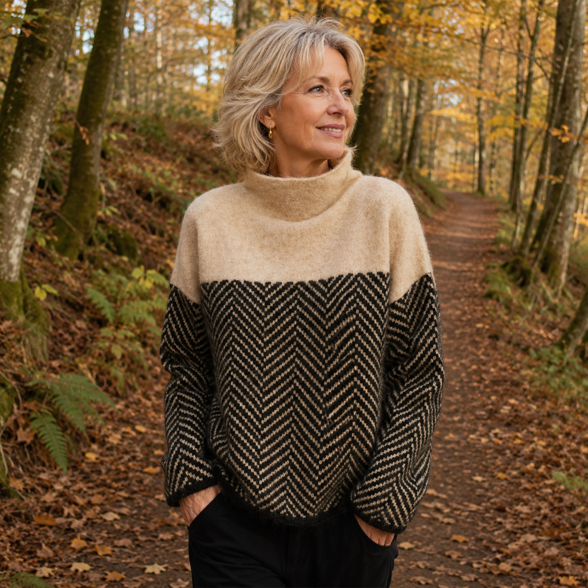 Pauline | Pull Graphique à Motif Contrasté