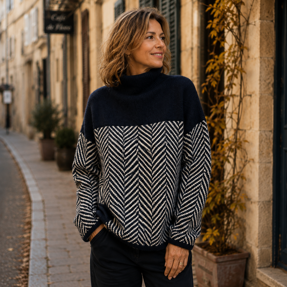 Pauline | Pull Graphique à Motif Contrasté
