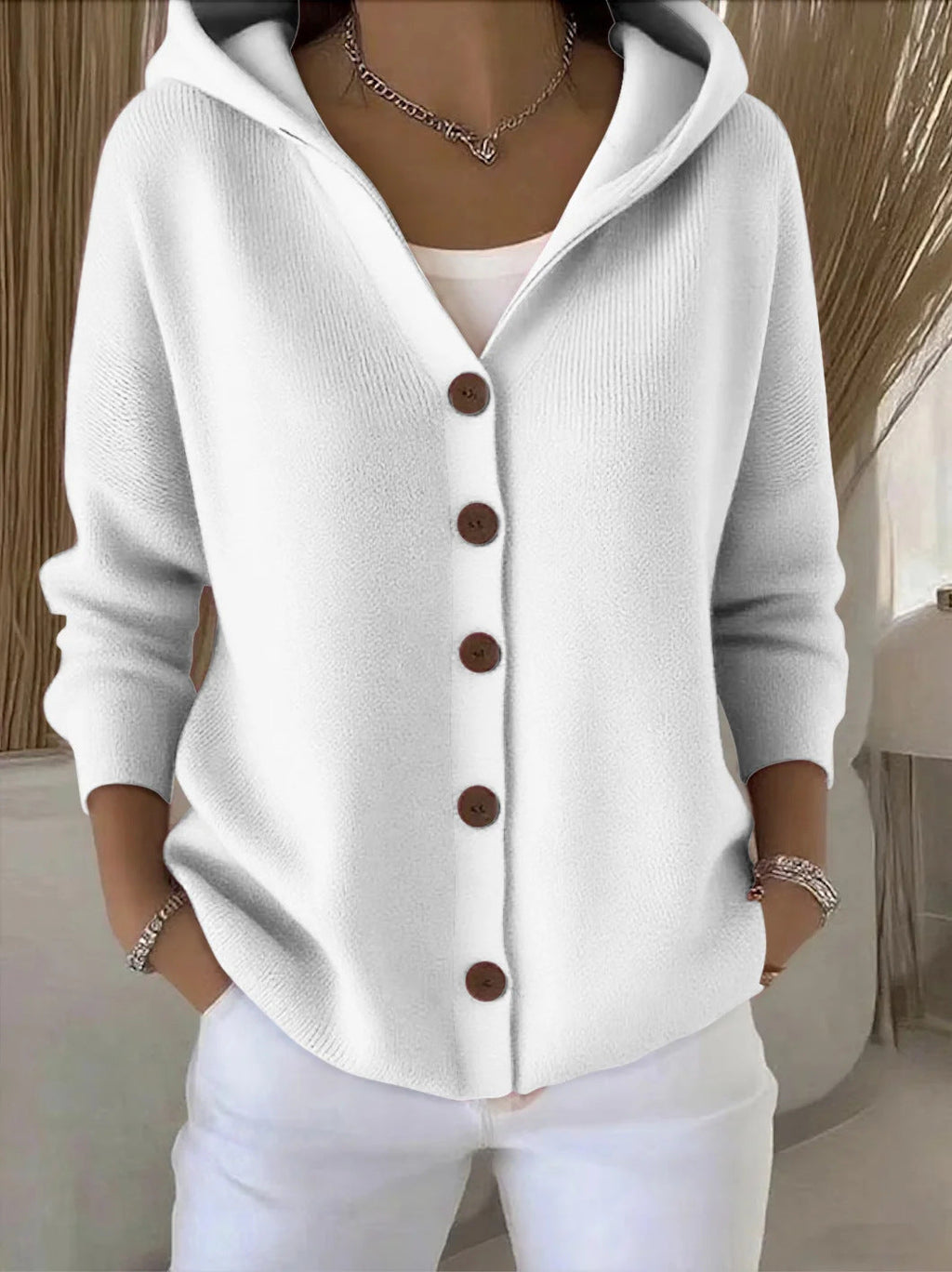 Josette | Cardigan en Coton à Boutons Contrastés