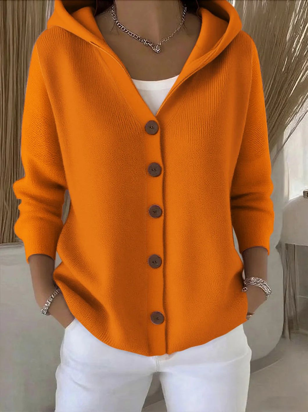 Josette | Cardigan en Coton à Boutons Contrastés