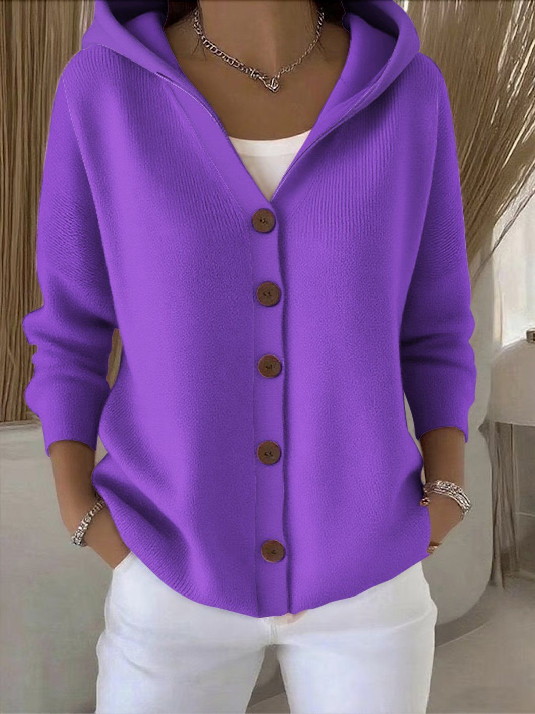 Josette | Cardigan en Coton à Boutons Contrastés