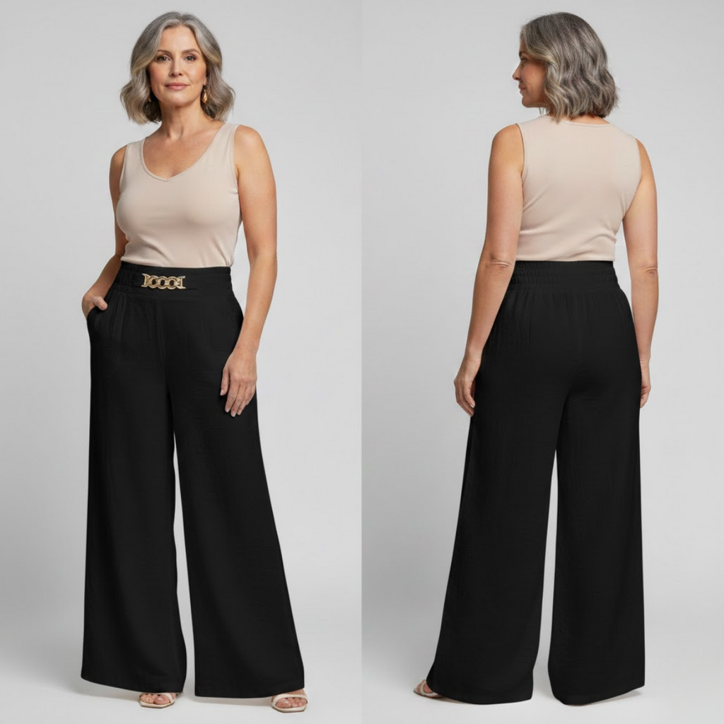 Évelyne | Pantalon Large Taille Haute