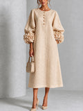 Flavie | Robe Boutonnée Fleurie Beige