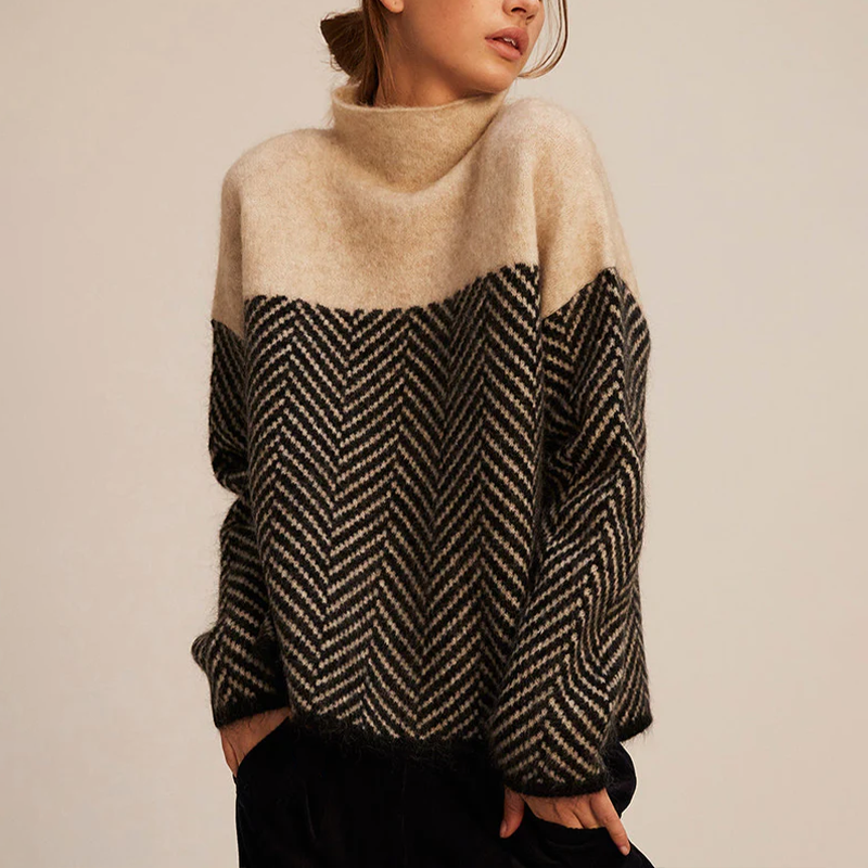 Pauline | Pull Graphique à Motif Contrasté