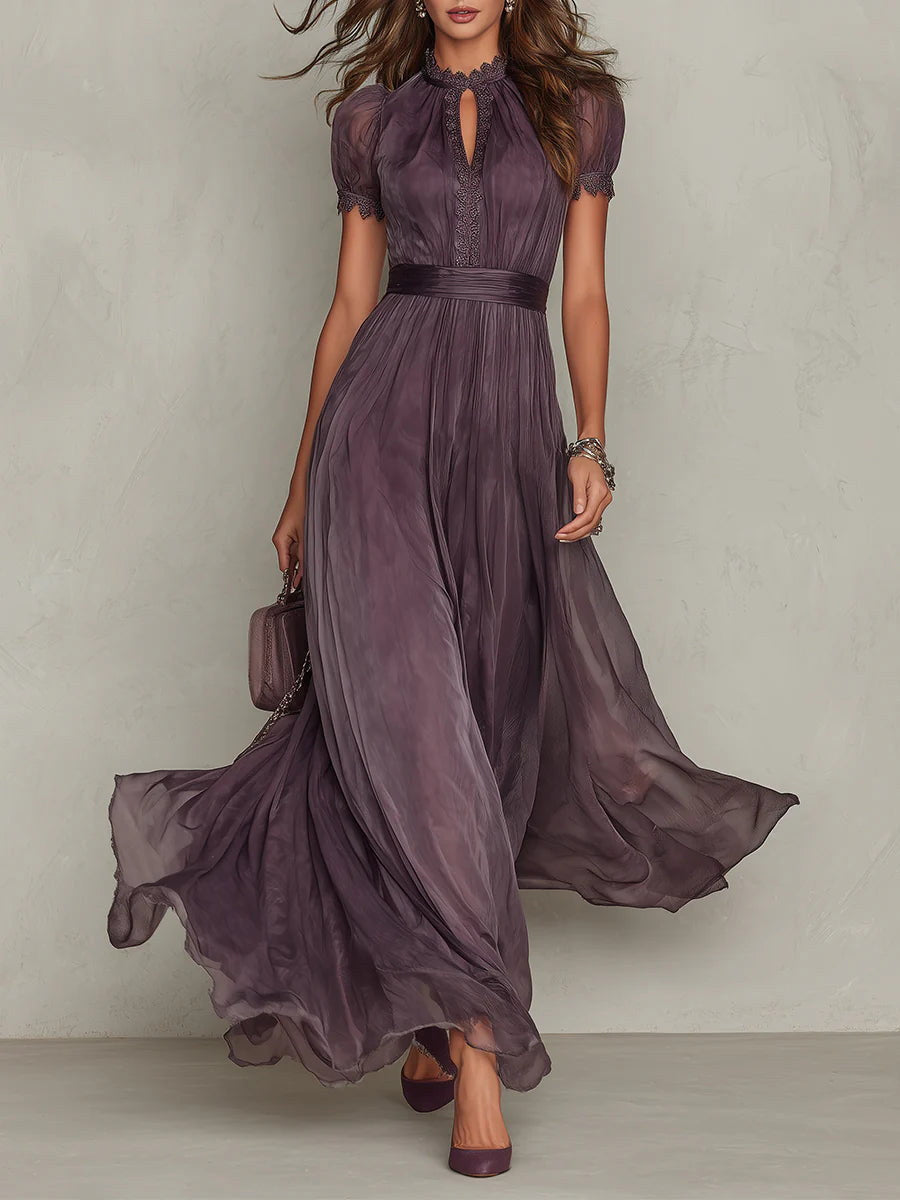 Myriam | Robe Longue en Mousseline et Dentelle