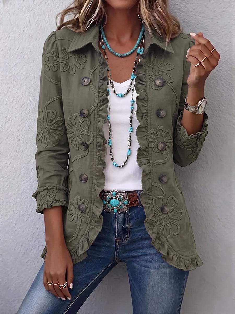 KAMBERLY | Veste bohème chic florale à bord volanté